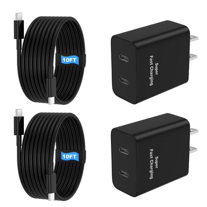 Niubil 45W 2Pack Charger XHD-PD45W-2C USB Type C With 10FT Cables