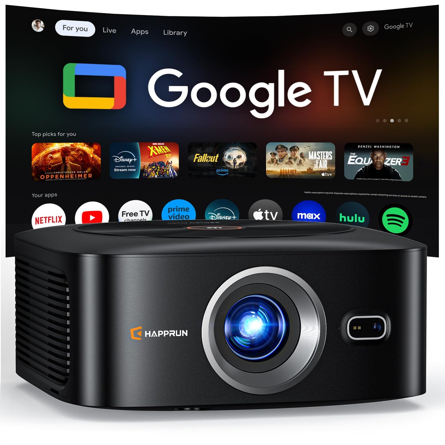 HAPPRUN 200" J7 Pro 1920x1080 1500 ANSI LCD Portable Projector