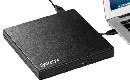 Synteryx Slim CD/DVD Burner USB-A USB-C Portable External Drive