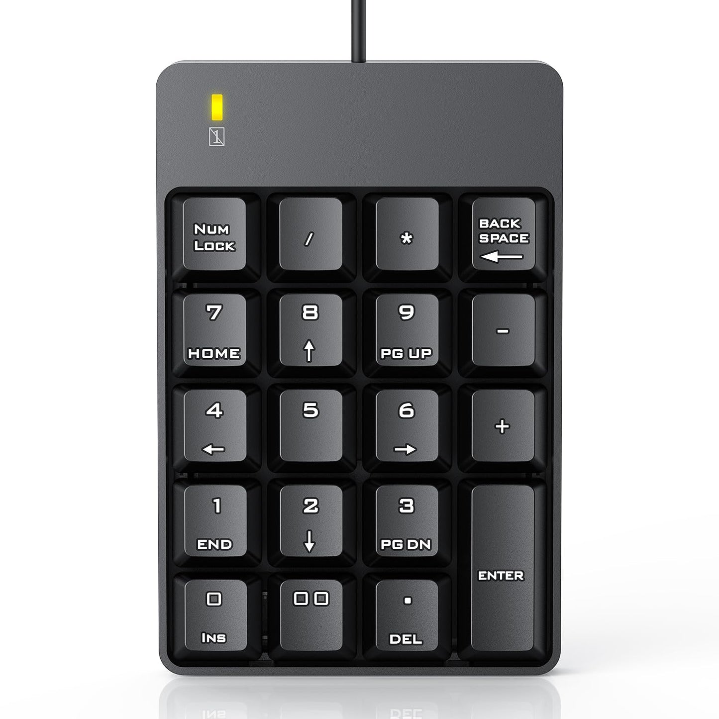TechGarden Wired Numeric Keypad USB Compatible 19 Keys Ergonomic Plastic Office Black