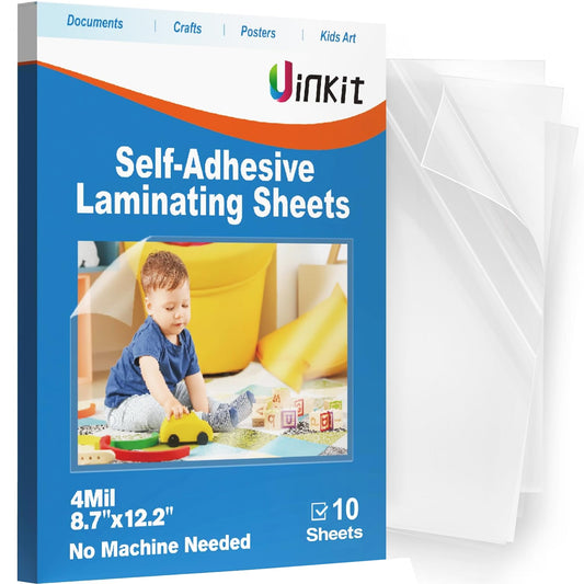 Uinkit Letter Size Laminating Sheets 8.7" x 12.2" 4mil Self-Adhesive 10-Pack