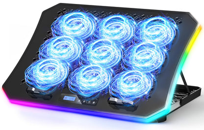 KeiBn Laptop Cooling Pad 16.8x11.2x1.32 inches Model K9Blue 9 Fans Air Cooling Plastic Blue
