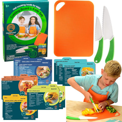 MasterChef Junior Kids Knife & Cutting Board Set 57201  Child-Safe Size Plastic Kitchen Tools