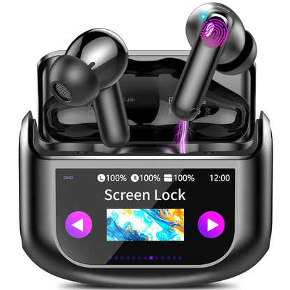 QXUFV U9 Earbuds with Dual Translation, 164 Languages, Bluetooth 5.4, Black