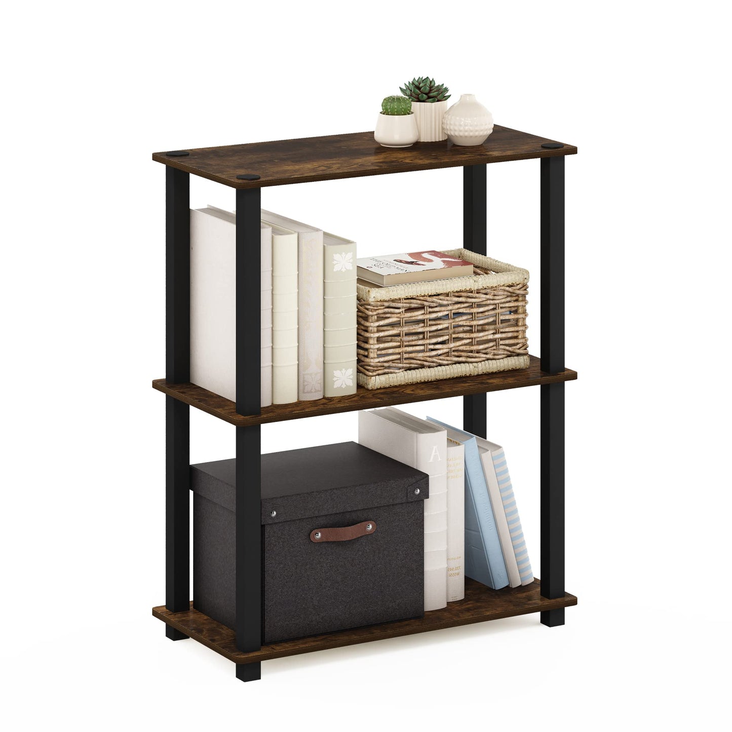 Furinno 3-Tier 18025APBK Amber Pine Storage Shelf