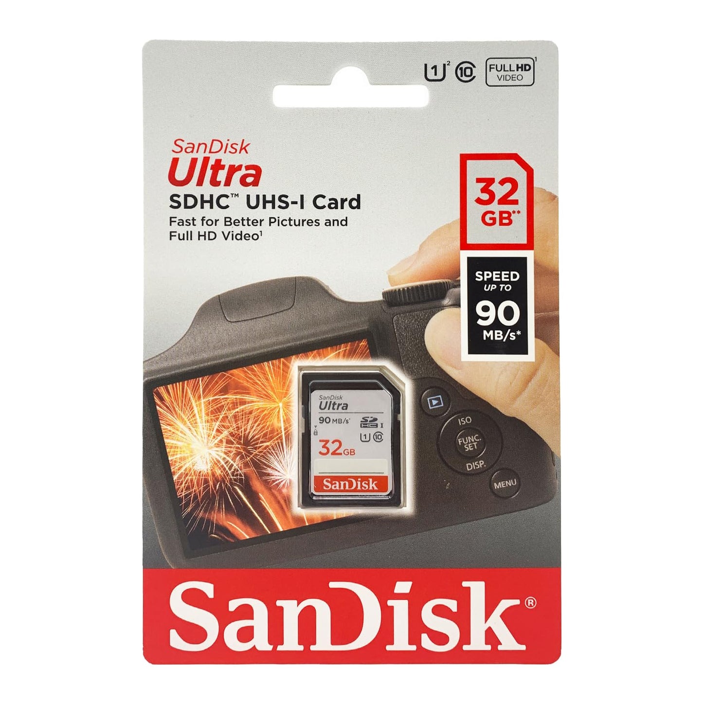 SanDisk 32GB Ultra SDSDUNR-032G-GN6IN SDHC Memory Card - 90MB/s Read Speed, Class 10, UHS-I