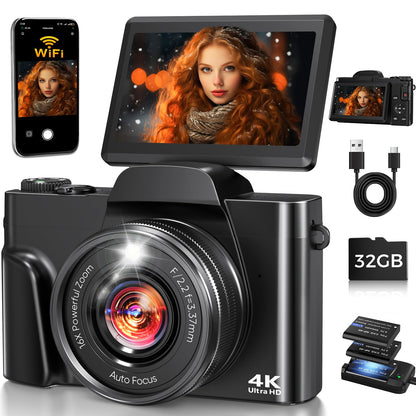 FACLAM 3 Inches DC103 64 MP Auto Focus 30 fps CMOS Compact Digital Camera