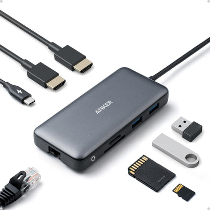 Anker 8-in-1 USB C Hub A83800A1 4K Dual Monitor 85W Power Delivery USB