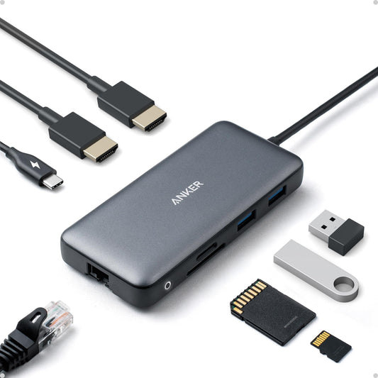 Anker 8-in-1 USB C Hub A83800A1 4K Dual Monitor 85W Power Delivery USB