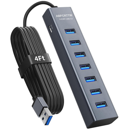 ABFCRTTW 4Ft 7-Port USB 3.0 Hub HB437 USB Multiport Adapter
