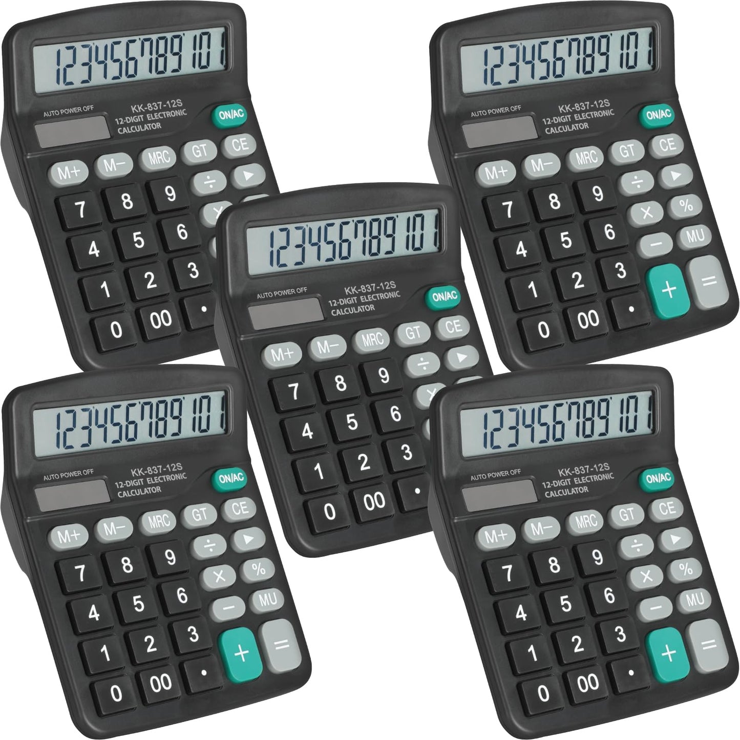YesBes 4.25 Inch Calculator 5 Pack Solar Powered 12 Digits Basic Function