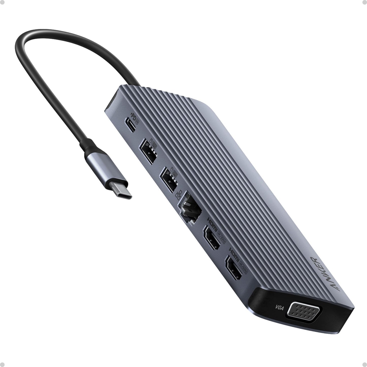 Anker 134 Grams A8389 USB 3.0 Type C 14 Ports Dual 4K HDMI Docking Station