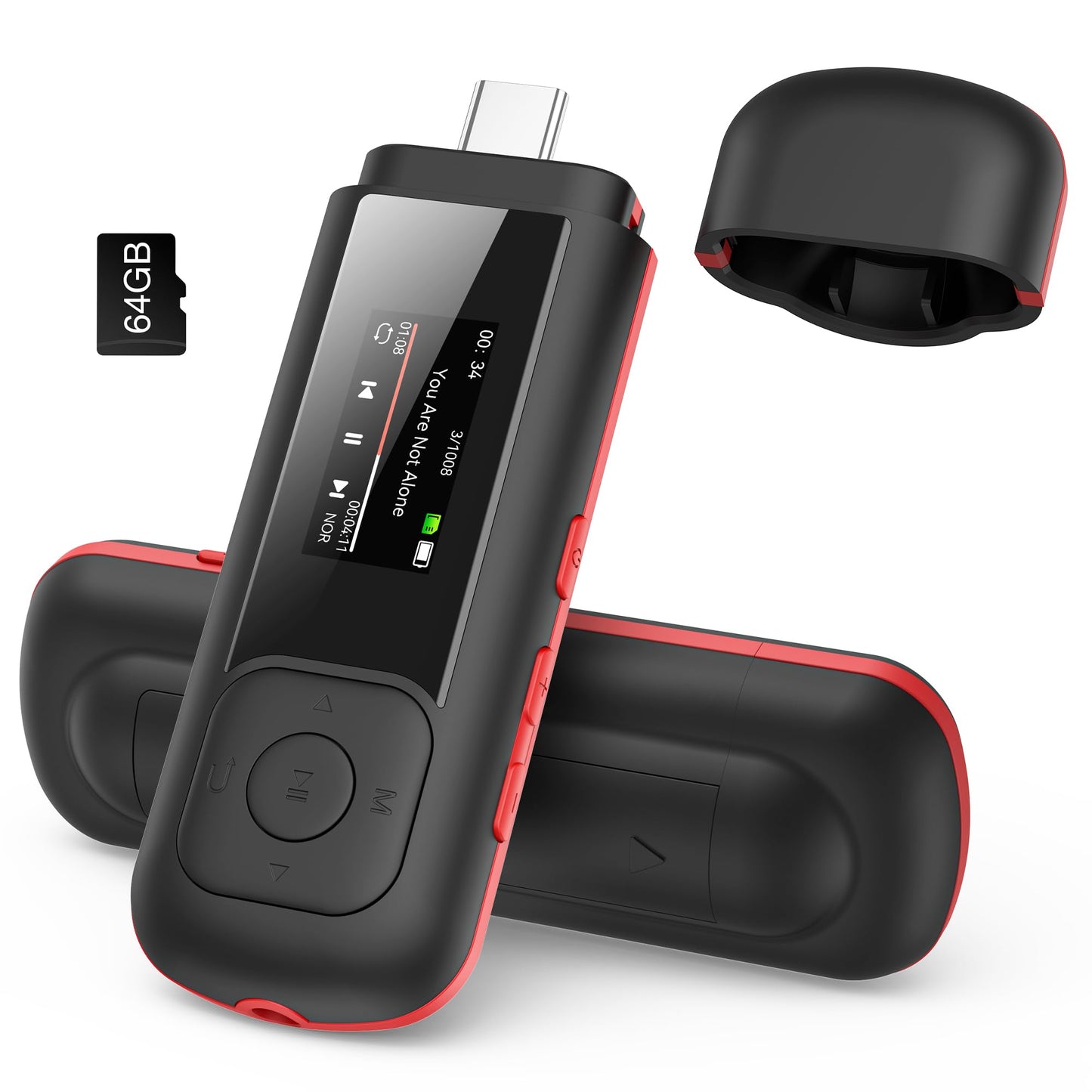 AGPTEK 0.96 Inches A55PL MP3 Player 64GB Storage LED Display FM Radio