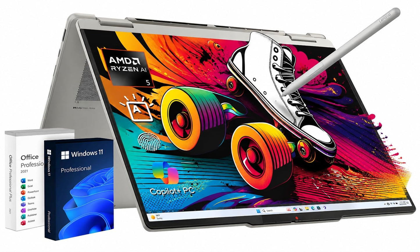 Lenovo Yoga 7 2-in-1 Laptop 16" WUXGA Touchscreen, AMD Ryzen AI 5 340, 16GB LPDDR5X RAM, 1TB SSD, Backlit Keyboard, Fingerprint Reader