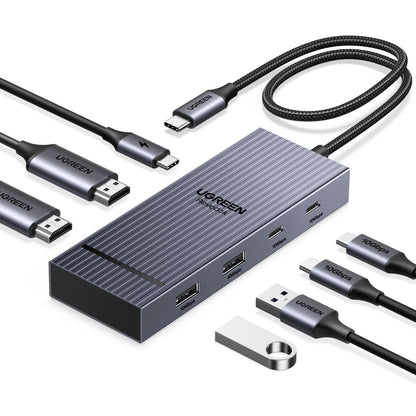 UGREEN 7 in 1 Docking Station 4K HDMI Dual Monitor Duo Display USB-C Hub 100W PD 10Gbps Data Ports - Model 45365