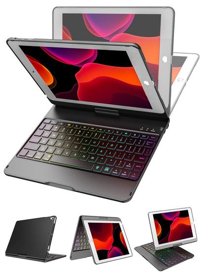 MMK 9.7" Case with Keyboard for iPad 5th Gen (A1822 A1823), iPad 6th Gen (A1954 A1893), iPad Air (A1474 A1475 A1476, A1566 A1567), iPad Pro (A1673 A1674 A1675) - Bluetooth, QWERTY, Backlit