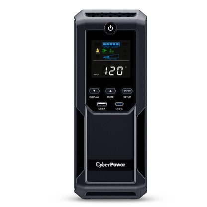 CyberPower CP1500AVRLCD3 1500VA/900W Mini Tower UPS with 12 Outlets and LCD Display
