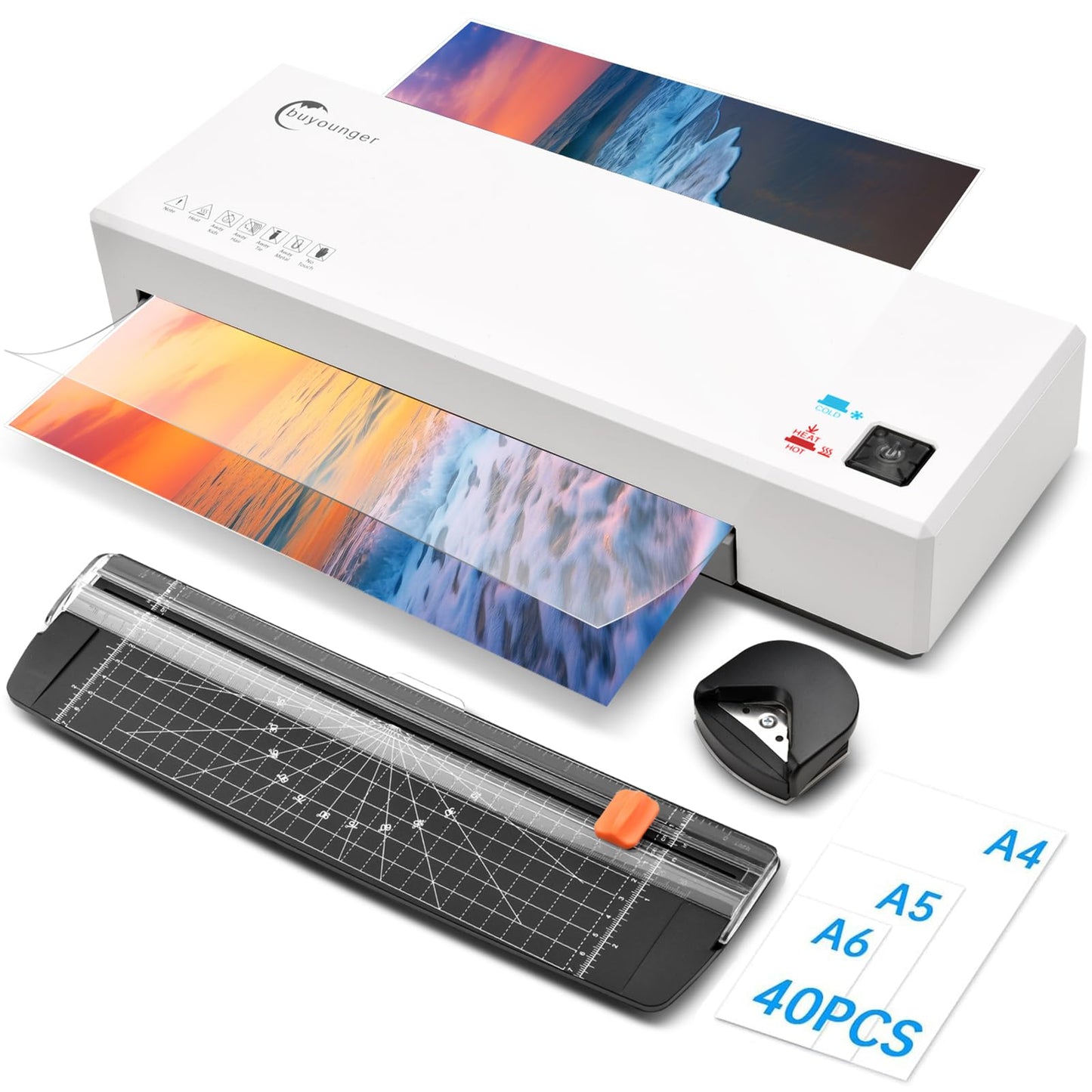 Buyounger A4 Laminator FNL012 340mm/min 2 Roller White Office Product