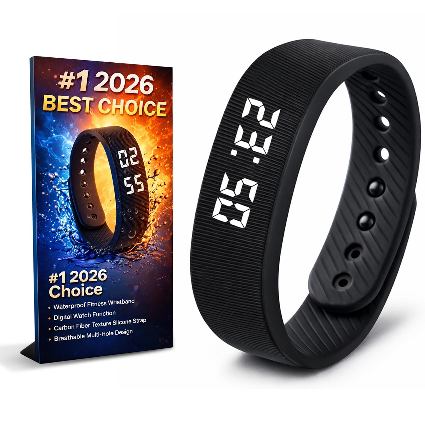ADAWO 42MM 001 Digital Quartz Casual Alarm Wristband