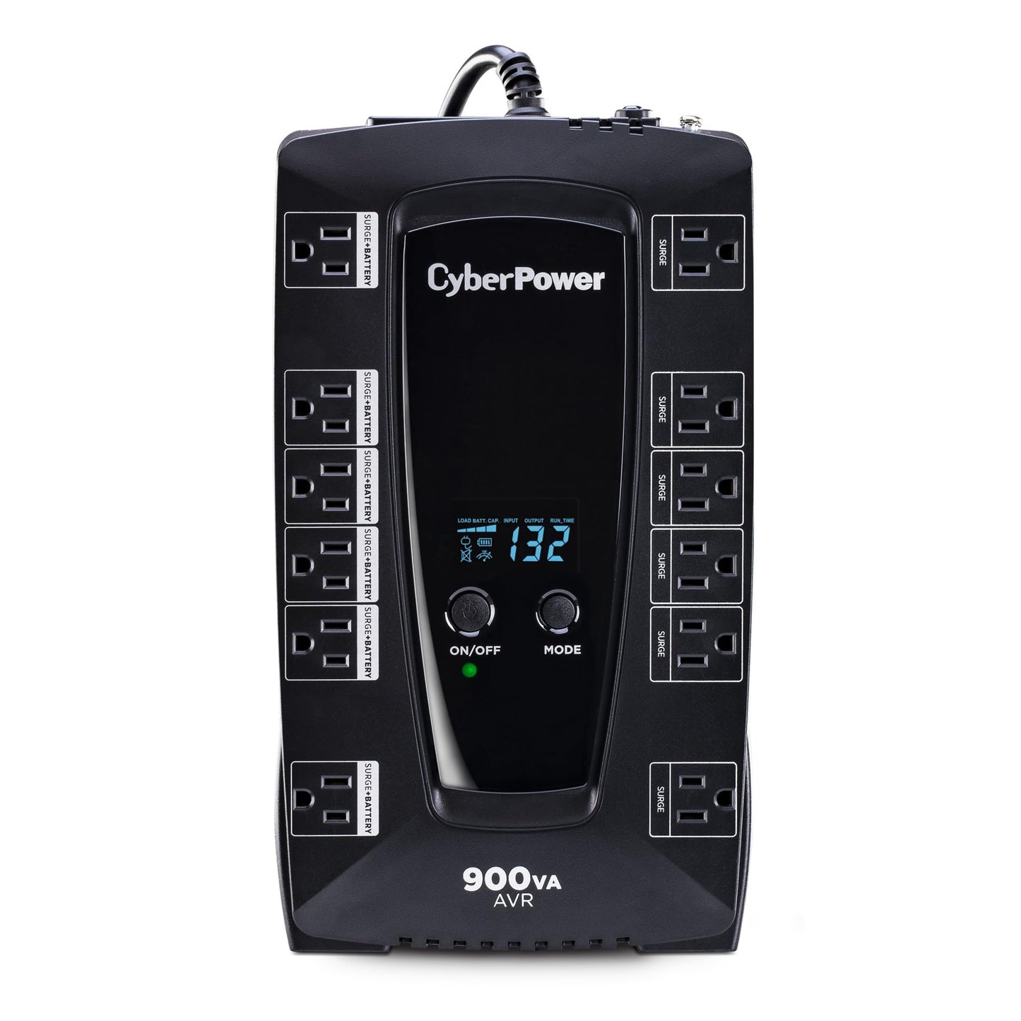 CyberPower 900VA/480W AVRG900LCD UPS System with 12 Outlets and AVR