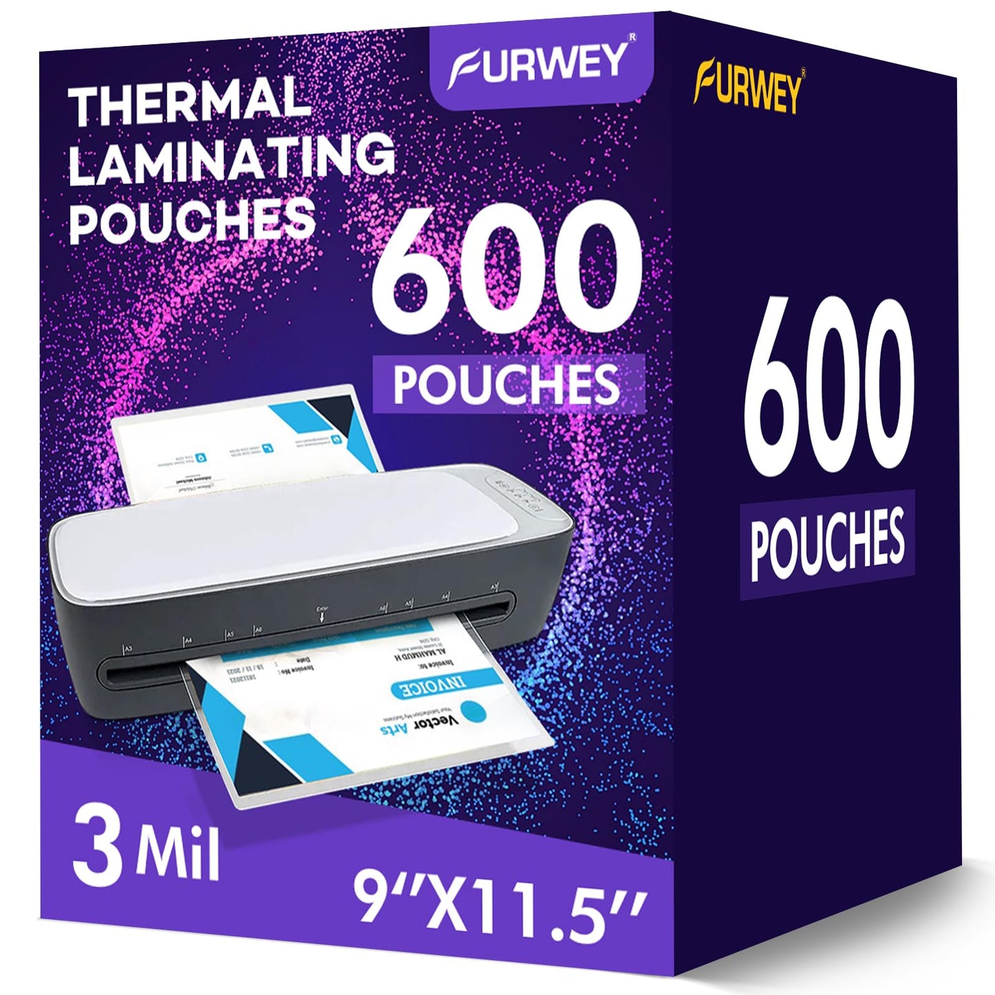 FURWEY 600 Count Laminating Sheets, 3 Mil Thickness, 9 x 11.5 Inches
