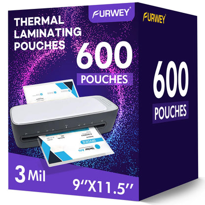 FURWEY 600 Count Laminating Sheets, 3 Mil Thickness, 9 x 11.5 Inches