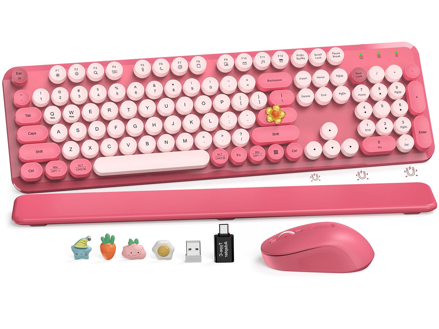 SABLUTE 1 Count CK23 Wireless Keyboard and Mouse Combo Hot Pink QWERTY Optical 104 Keys