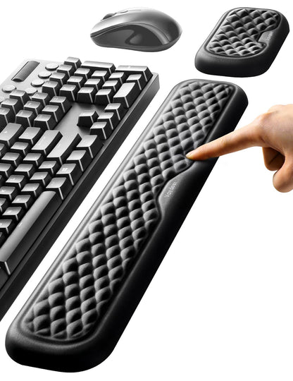 Vaydeer Large STA#021 Wrist Rest Set, Ergonomic Design, Memory Foam, Black, Office Accessories