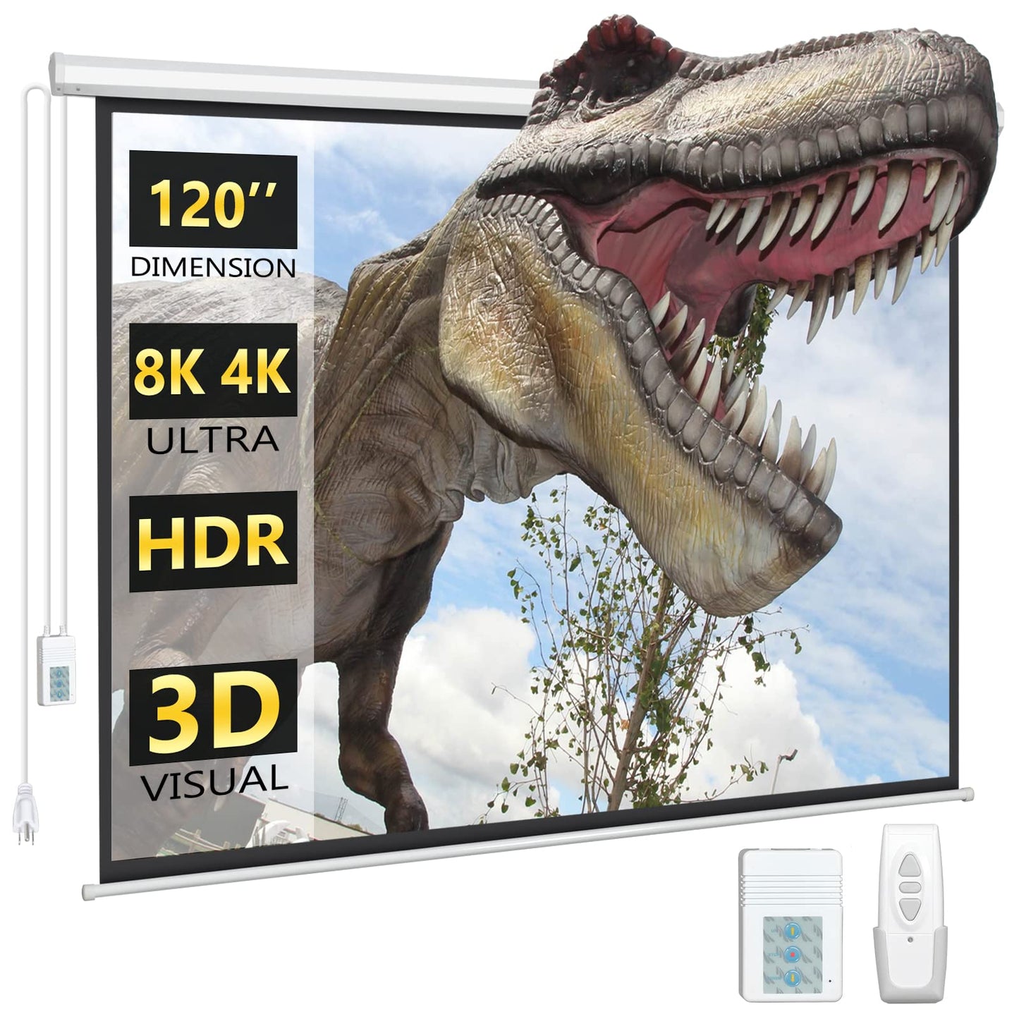 DINAH 120 Inch 120inch Projector Screen - Ceiling Mount - Matte Finish - 160 Degree Viewing Angle - Automatic Operation - Vinyl