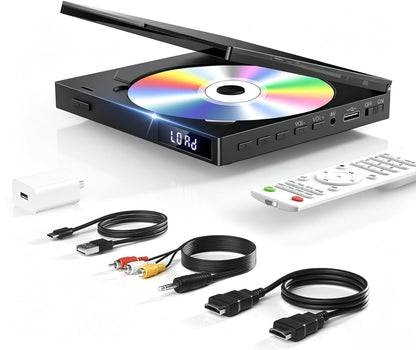 SHIWAKOTO Mini DVD Players for TV 1080P Resolution, HDMI/RCA/USB Connectivity, Multi-Format Support