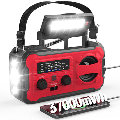 Nitigo 10000mAh Emergency Weather Radio with AM/FM/WB Tuner, NOAA Weather Alerts, Rechargeable Battery, USB/Solar/Hand Crank Charging, LED Flashlight, SOS Alarm, Indoor/Outdoor Use