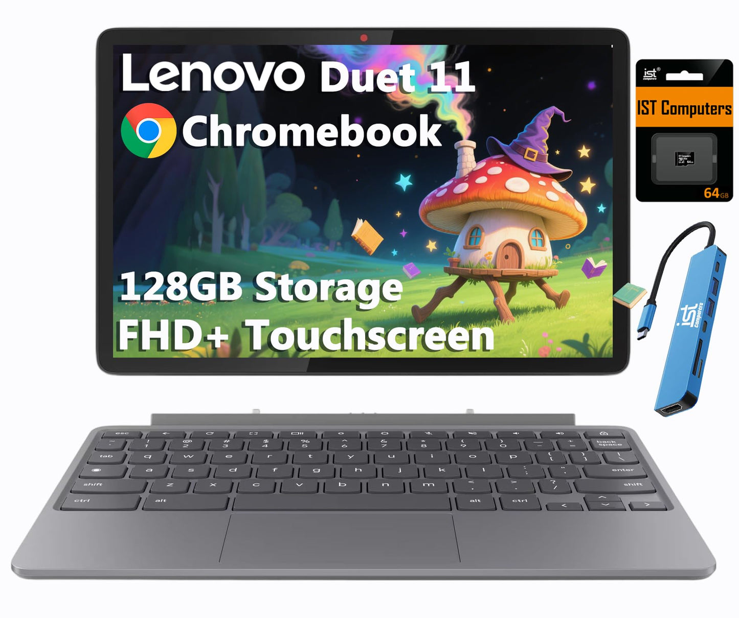 Lenovo Chromebook Duet 11" 1920 x 1200 Touchscreen 8-Core MediaTek Kompanio 838 4GB 128GB Storage Convertible Laptop