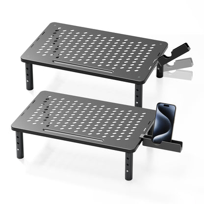 Canyora 2 Count H-ZJ-004 Steel Computer Monitor Stand Riser 44 lbs Load Capacity Adjustable Height 4.13" to 5.7"