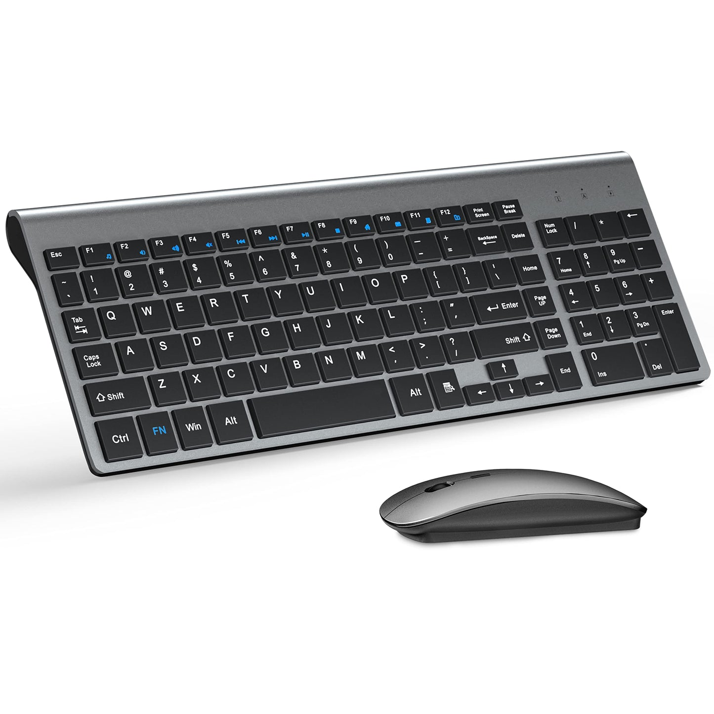 TopMate Wireless Keyboard and Mouse Combo USB Scissor Switch QWERTY 104 Keys Gray Black