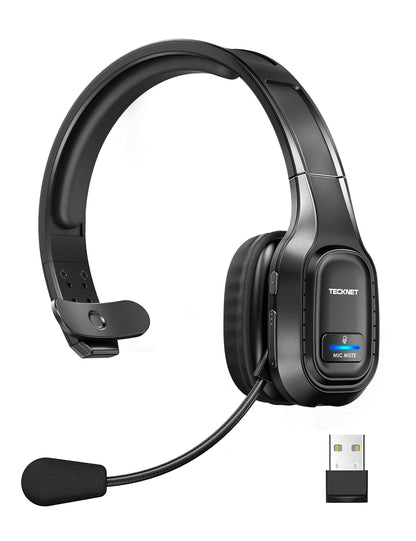 TECKNET Bluetooth Trucker Headset TK-HS001 Wireless Headphones with Microphone - On Ear - Black