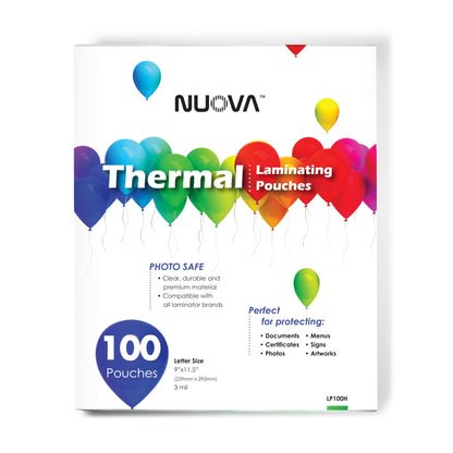 Nuova 9" x 11.5" Laminating Pouches Letter Size 100 Count Thermal 3 mil
