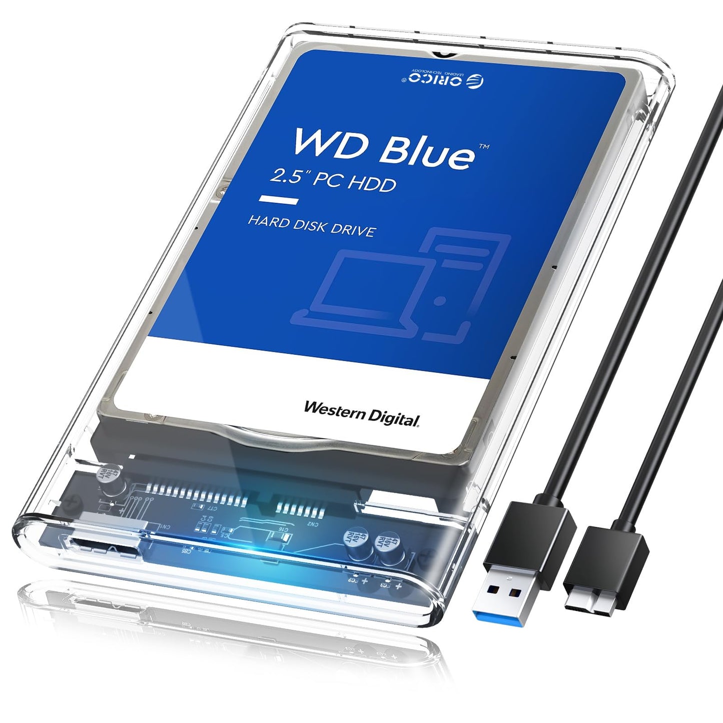 ORICO 2.5'' External Hard Drive Enclosure USB 3.1 Type C Max 6TB Clear Case for 2.5 inch SATA HDD/SSD