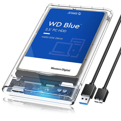 ORICO 2.5'' External Hard Drive Enclosure USB 3.1 Type C Max 6TB Clear Case for 2.5 inch SATA HDD/SSD