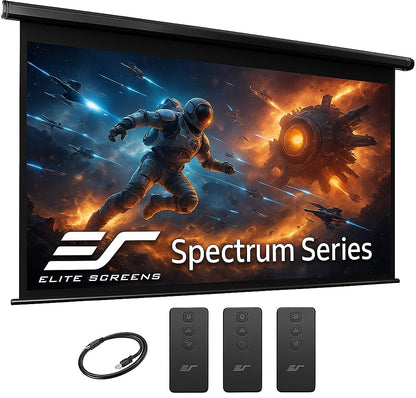 Elite Screens 125-Inch Diagonal ELECTRIC125H2 Projection Screen Matte Finish 180 Degree Viewing Automatic Black Case
