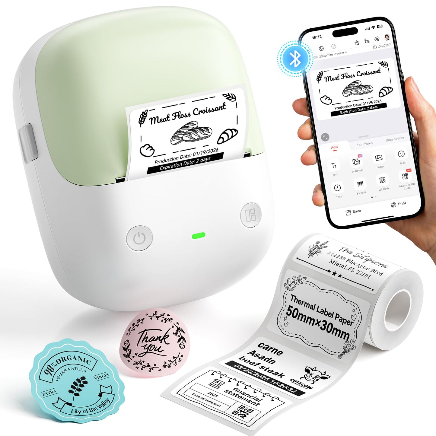 NIIMBOT B2 2 Inch Thermal Label Maker Portable Bluetooth Monochrome Printer