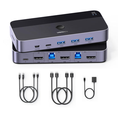 UGREEN KVM Switch 2-Port HDMI USB 3.0 Metal Controller 4K@60Hz