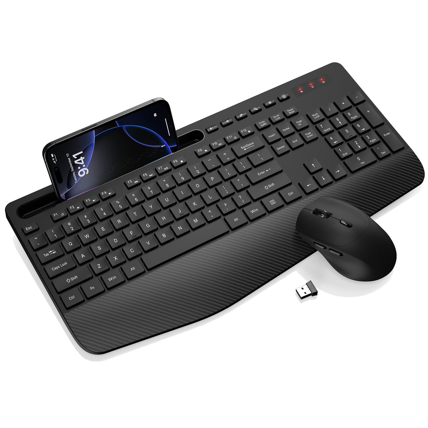 Trueque Wireless Ergonomic Keyboard and Mouse Combo KC213 USB 2.4GHz Wireless Optical Black