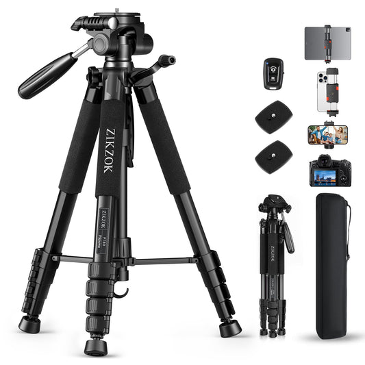 ZIKZOK 75 Inches PT80 Tripod Heavy-Duty Stand for Cameras and Tablets