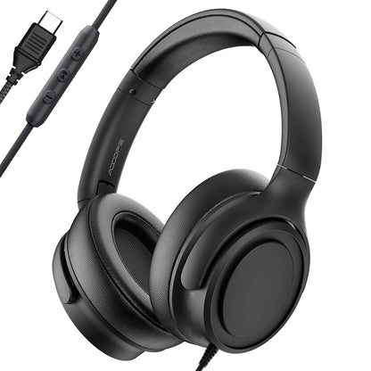 ADOOPE Over-Ear Headphones AD1000 USB Type C Wired Noise Isolation Black