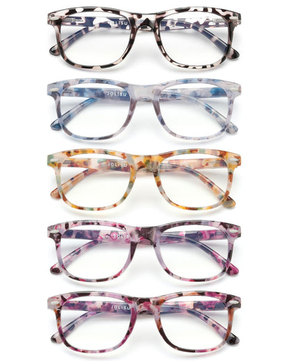 JOLISU 63mm 5 Count 2D Anti-Reflective Plastic Reading Glasses with Universal Fit