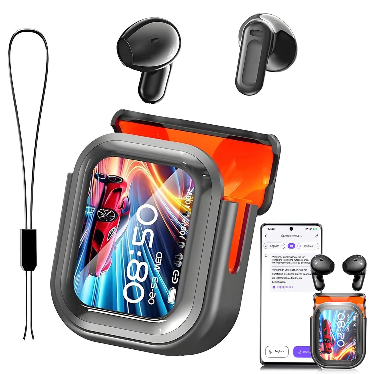 QYGCKJ HTC NE20 Wireless Bluetooth 6.0 Earbuds Active Noise Cancellation 8 Hours Battery Life