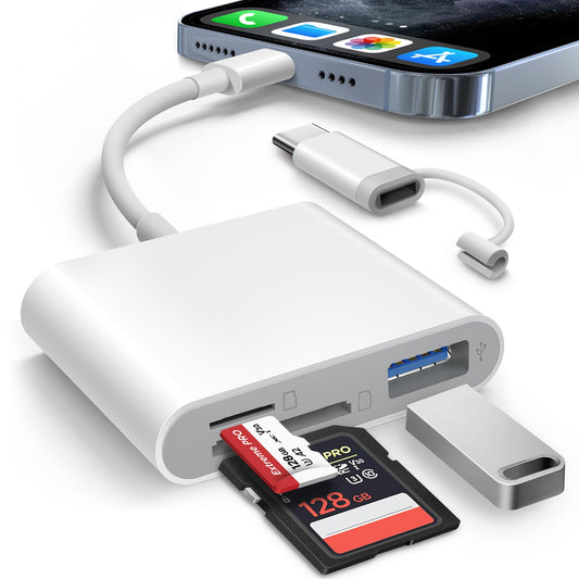 AkHolz SD Card Reader Model AkHolz-L4Lte Dual-Lightning & USB-C Interface for SD/microSD