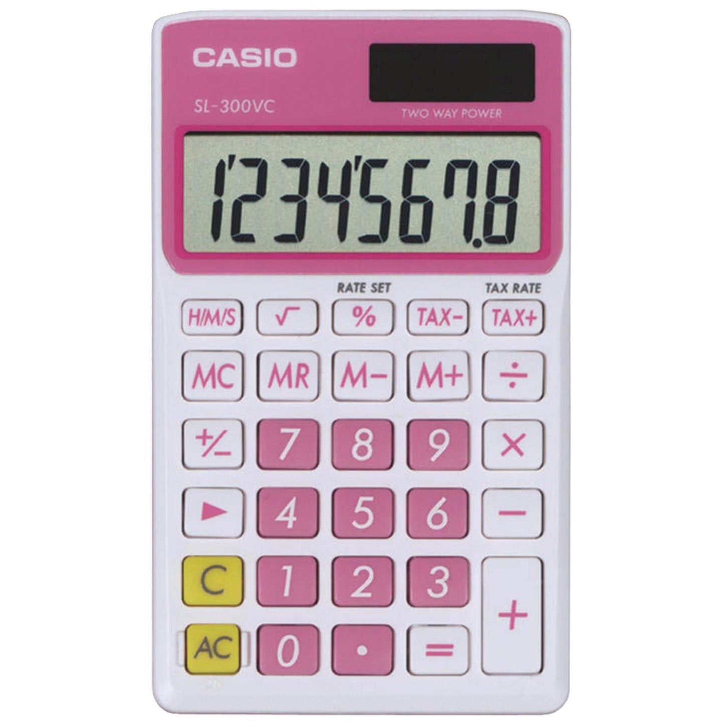 Casio 1.5" SL-300VC Standard Function Calculator, LCD, Battery and Solar Powered, 8-Digit Display, Plastic Enclosure