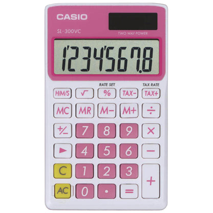 Casio 1.5" SL-300VC Standard Function Calculator, LCD, Battery and Solar Powered, 8-Digit Display, Plastic Enclosure