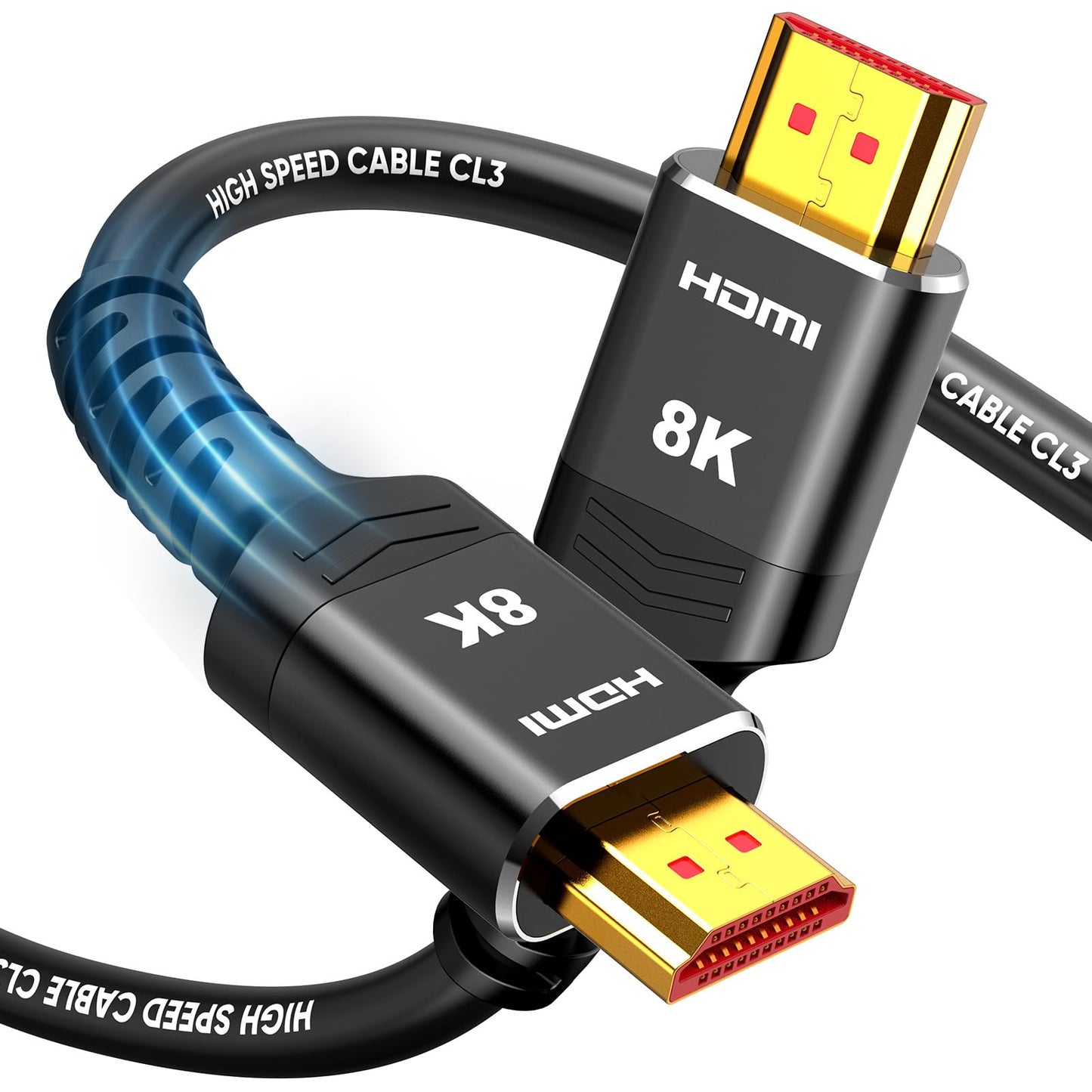 Highwings 15FT SS-15FTCL3-BL-8K HDMI Cable, CL3 Rated, 8K@60Hz, 48Gbps, Male-to-Male